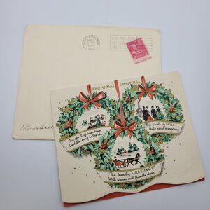 Vintage 1951 Joy To You At Christmas‎ Greeting Card With Envelope